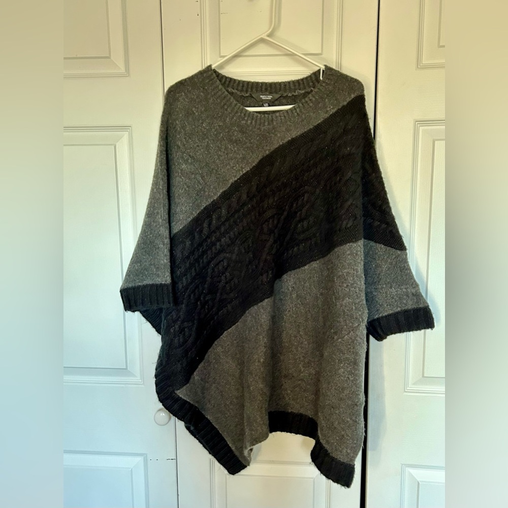 Simply Vera Poncho with cool diagonal cable knit design.